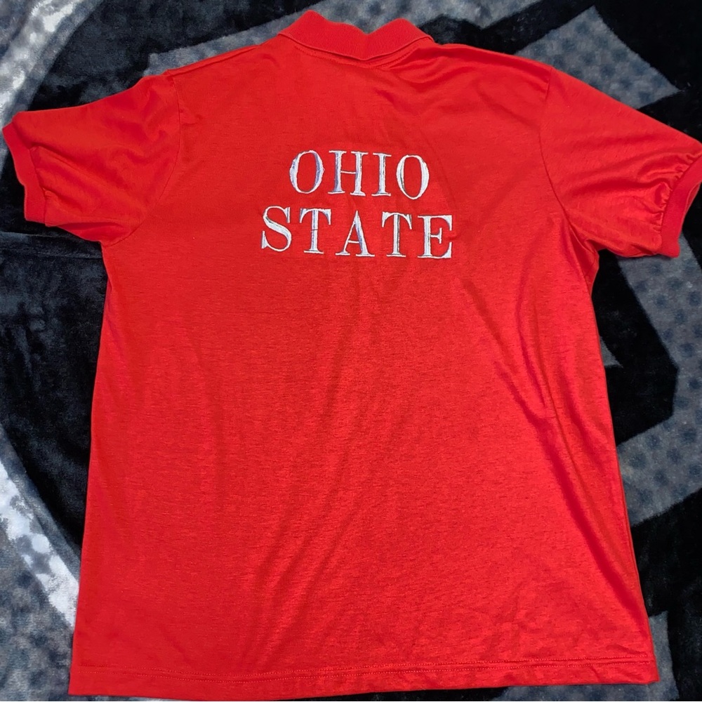 Vintage Ohio State Shirt Men XL Red Polo Short Sleeve OSU Buckeyes Football NCAA
